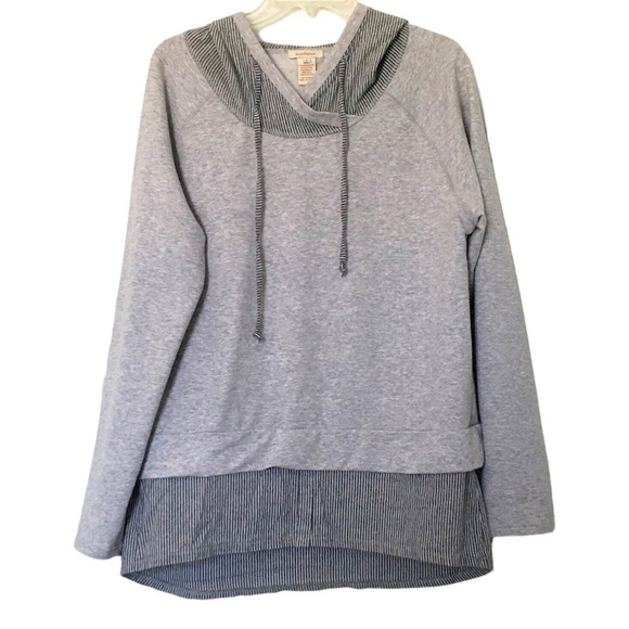 Sundance Tops - Sundance Mixed Media Layered Look Hoodie Sweatshirt